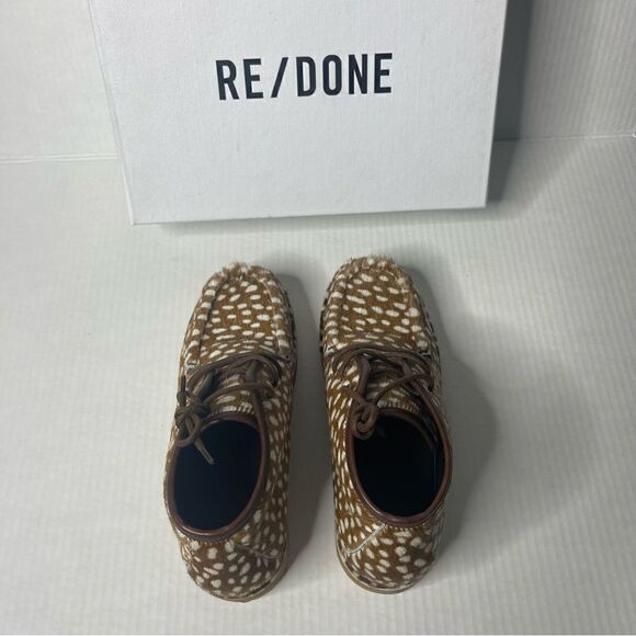 Re/Done Creepe Lace up bootie in polka dot Calf Hair new - Picture 9 of 9